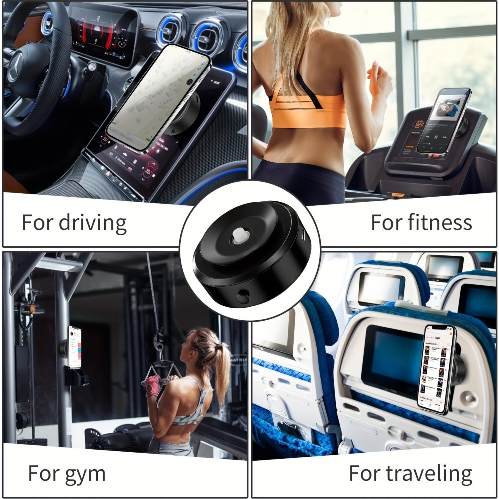 Magnetischer 360° Drehbarer Handyhalter für Auto Spiegel Glatte Oberflächen kompatibel mit MagSafe - Schwarz