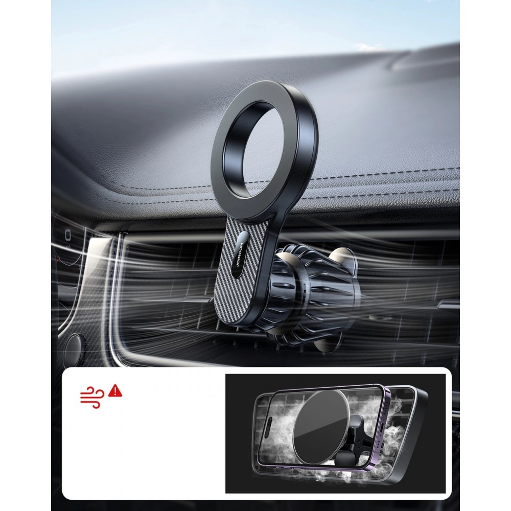 Magnetischer Auto Halter Carbon Look für iPhone mit MagSafe Joyroom JR-ZS355 Handyhalterung Smartphone Halterung - Schwarz