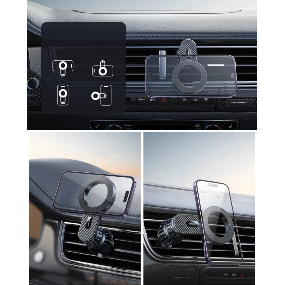 Magnetischer Auto Halter Carbon Look für iPhone mit MagSafe Joyroom JR-ZS355 Handyhalterung Smartphone Halterung - Schwarz