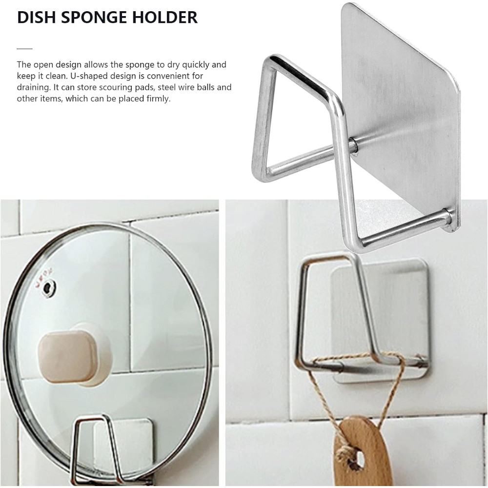 Edelstahl Schwamm- und Geschirrhalter für Spülbecken, Küche & Badezimmer - Silber