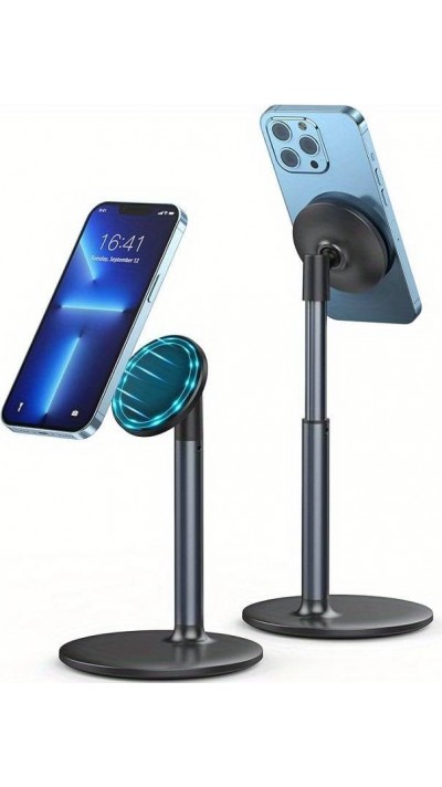 Magnetischer höhenverstellbarer, rotierbarer iPhone Halter kompatibel mit MagSafe - Schwarz