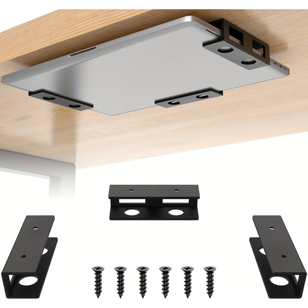 Discreter Laptop-Ständer zur Untertischmontage mit Schrauben (universell, anpassbare Grösse) - Schwarz