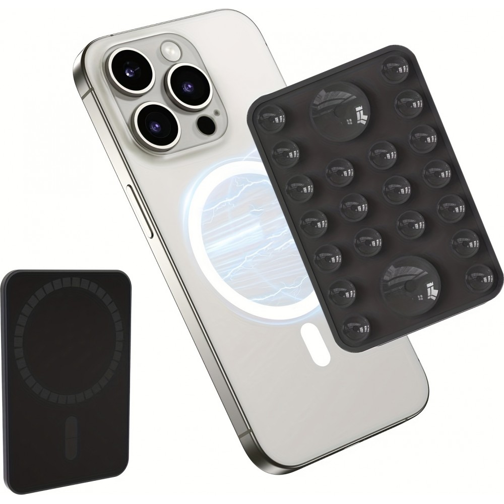 MagSafe Silikon Halterung für iPhone mit Saugnäpfen für glatte Oberflächen - Schwarz