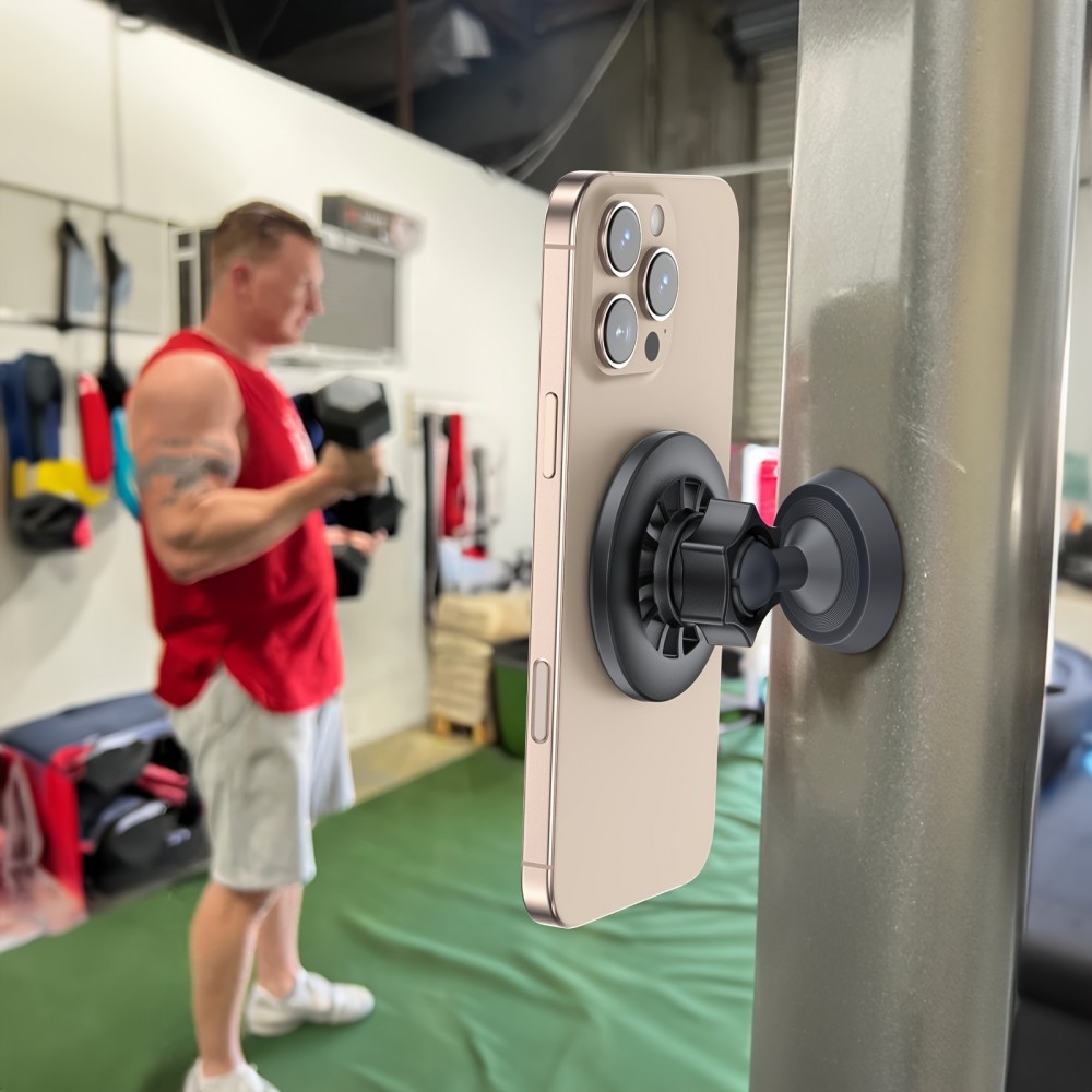 MagSafe 360° Magnetischer Telefonhalter mit verstellbarem Magnet für Fitnessstudio oder Metallhalterung - Schwarz