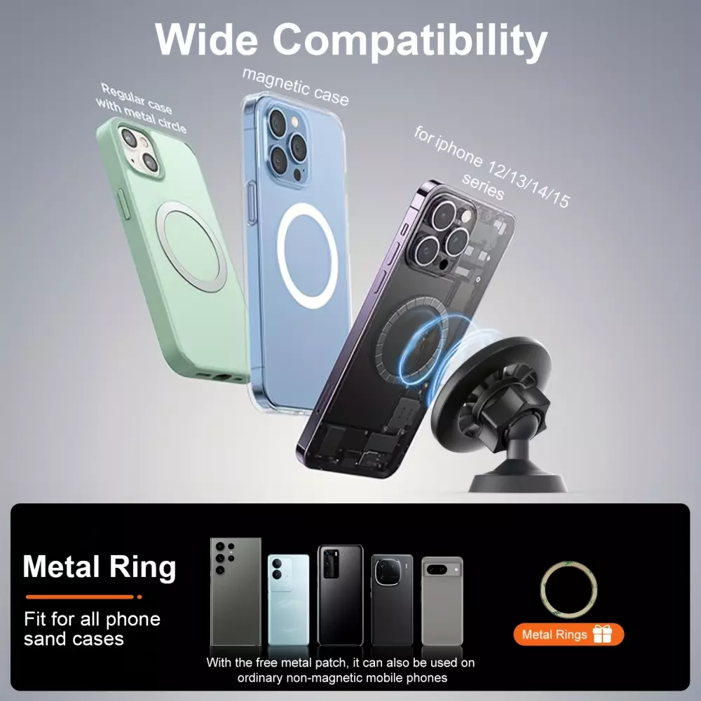 MagSafe 360° Magnetischer Telefonhalter mit verstellbarem Magnet für Fitnessstudio oder Metallhalterung - Schwarz