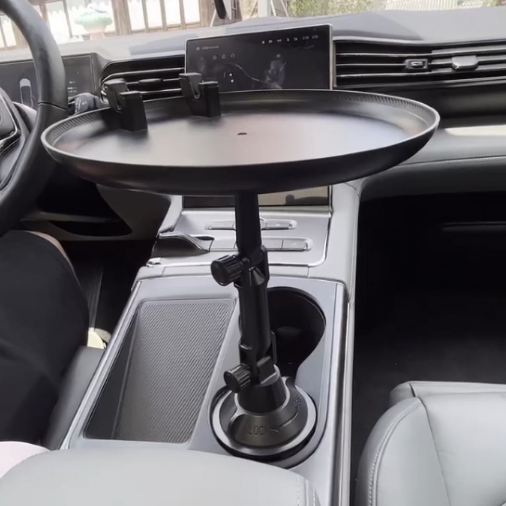 Universeller faltbarer Halter mit Teller für das Auto mit Platz für das Telefon - Schwarz