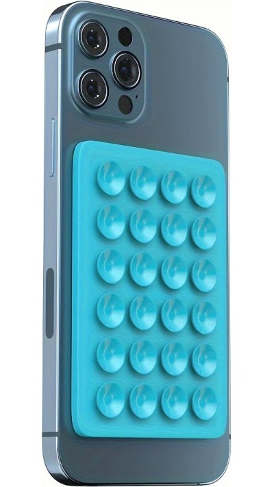 Universal Smartphone Halterung - Selbstklebender Silikon Aufsatz mit Saugnäpfen zum Befestigen - Hellblau