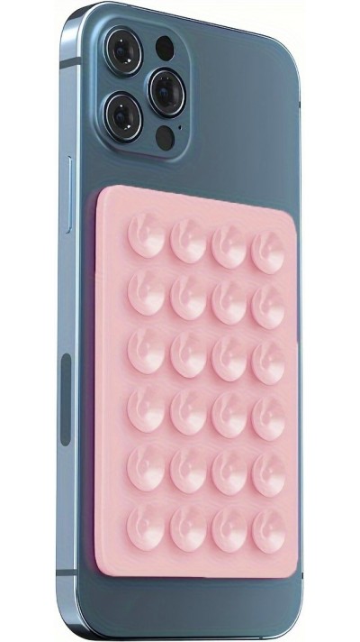 Universal Smartphone Halterung - Selbstklebender Silikon Aufsatz mit Saugnäpfen zum Befestigen - Rosa