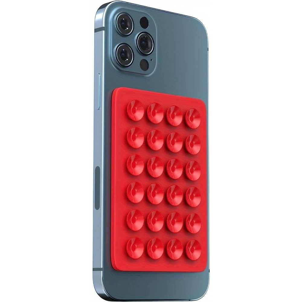 Universal Smartphone Halterung - Selbstklebender Silikon Aufsatz mit Saugnäpfen zum Befestigen - Rot
