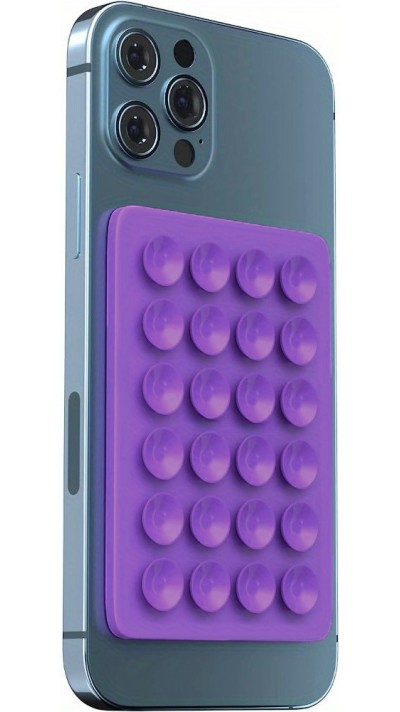 Universal Smartphone Halterung - Selbstklebender Silikon Aufsatz mit Saugnäpfen zum Befestigen - Violett