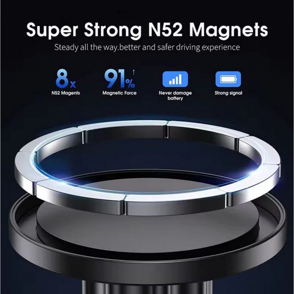 MagSafe ultra starke und verstellbare magnetische Windschutzscheiben-Telefonhalterung für Autos - Schwarz