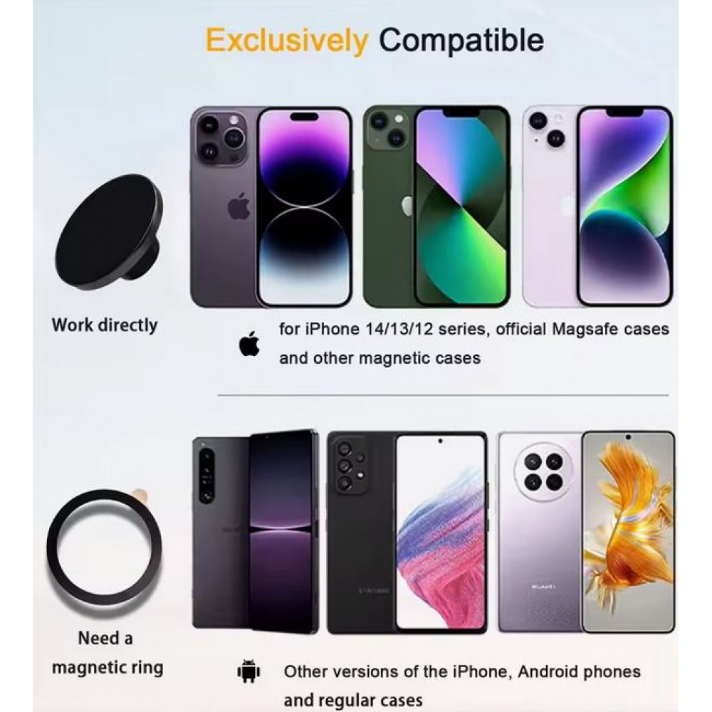 MagSafe ultra starke und verstellbare magnetische Windschutzscheiben-Telefonhalterung für Autos - Schwarz