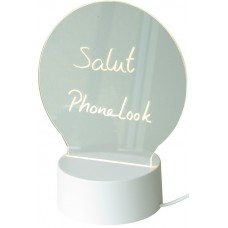 Transparente LED-Licht Nachrichten Tafel mit rundem Glas und weissem Sockel