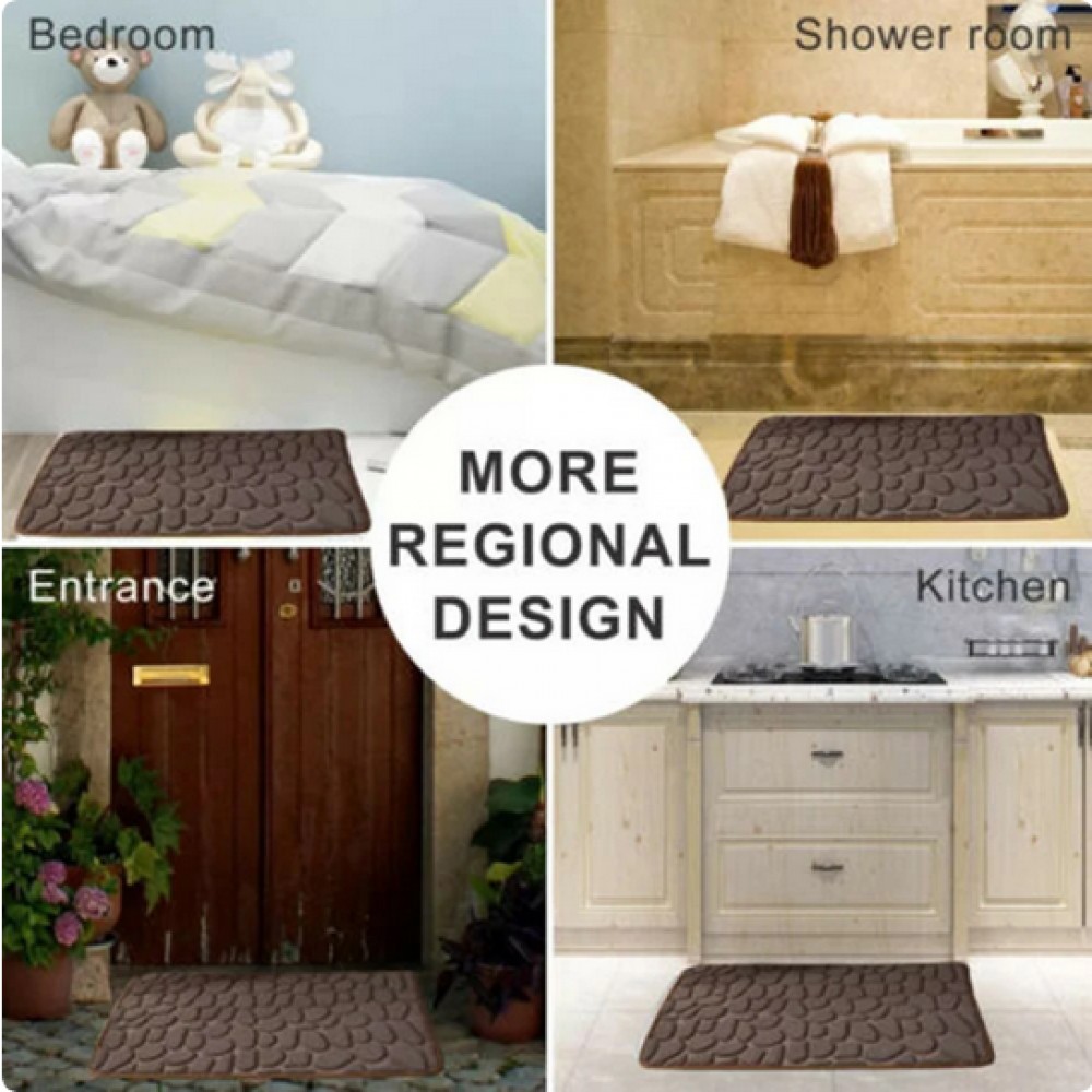 Badematte mit Kieselsteineffekt mit Formgedächtnis, saugfähig und rutschfest (40 x 60 cm) - Beige