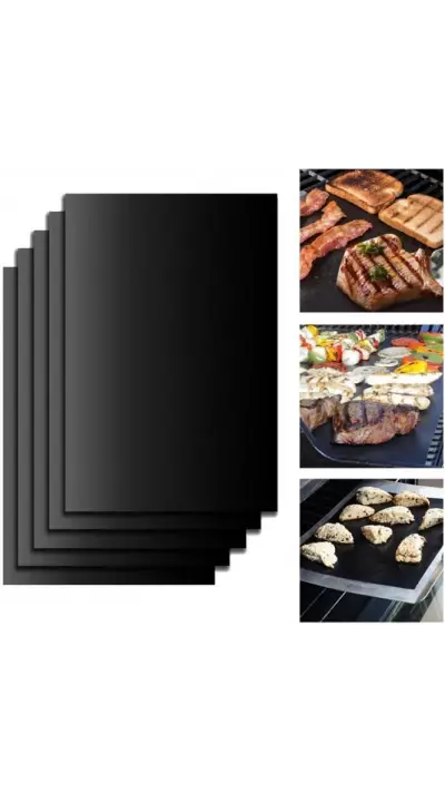 Grillmatten (BBQ) hitzebeständige Grillmatten für Fleisch, Fisch und Gemüse (5 Stück)
