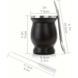Yerba Mate Becher und Bombilla Set Edelstahl Vakuum (250 ml) mit Bürste - Schwarz