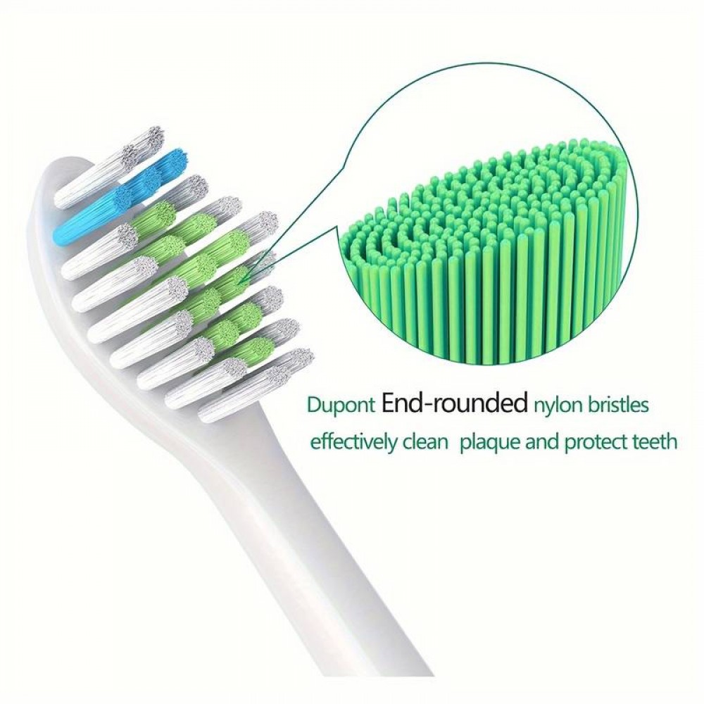 Philips Sonicare Ersatzbürstenköpfe Diamond clean für Zahnbürste (Packung mit 8 Stück, kein Original von Philips) - Weiss