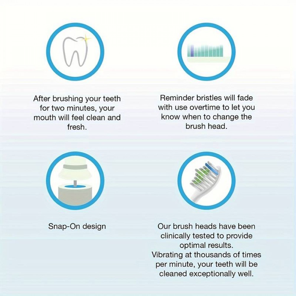 Philips Sonicare Ersatzbürstenköpfe Diamond clean für Zahnbürste (Packung mit 8 Stück, kein Original von Philips) - Weiss