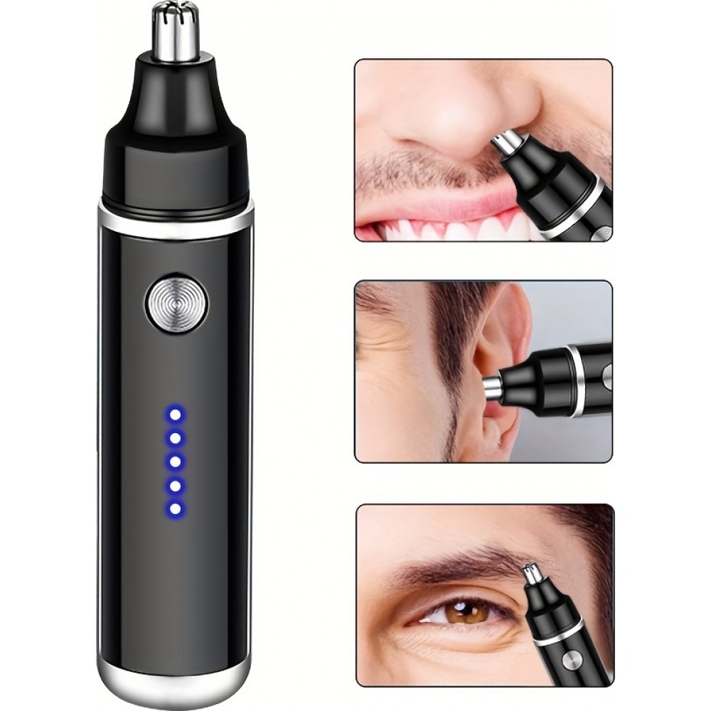 Elektrischer Nasen- und Ohrhaarschneider USB-C wiederaufladbar (500 mAh) - Schwarz