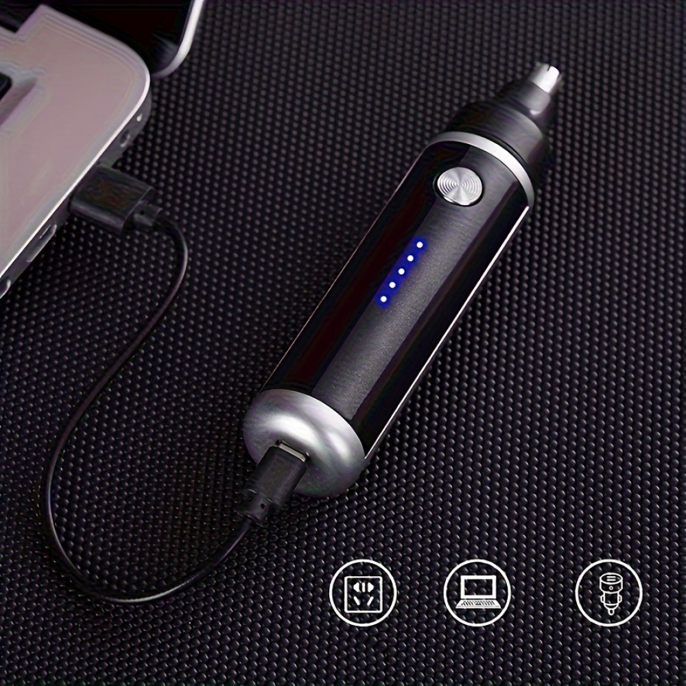 Elektrischer Nasen- und Ohrhaarschneider USB-C wiederaufladbar (500 mAh) - Schwarz