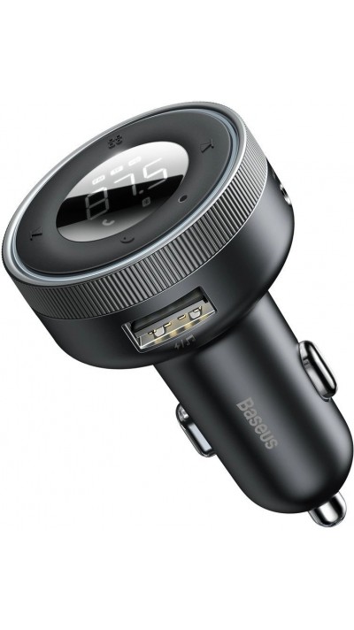 Baseus Enjoy FM Transmitter Auto Ladegerät LED 2x USB / 3.5mm Klinkenstecker Drahtloser MP3-Player Bluetooth 5.0 3.4A (CCLH-01) - Schwarz