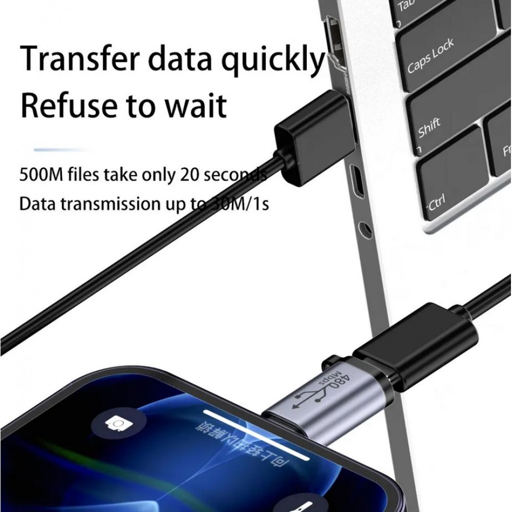 USB-C zu Lightning - Hochwertiger Lade-Adapter Stecker Datentransfer 480Mbps Aluminium