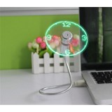 Flexibler Ventilator mit USB-A Anschluss - Kühlender Ventilator mit Integrierter LED-Uhr