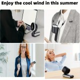 Tragbarer faltbarer USB-Lüfter wiederaufladbar ultra-leise 5 Geschwindigkeiten 3600mAh Akku 10h Laufzeit - Schwarz