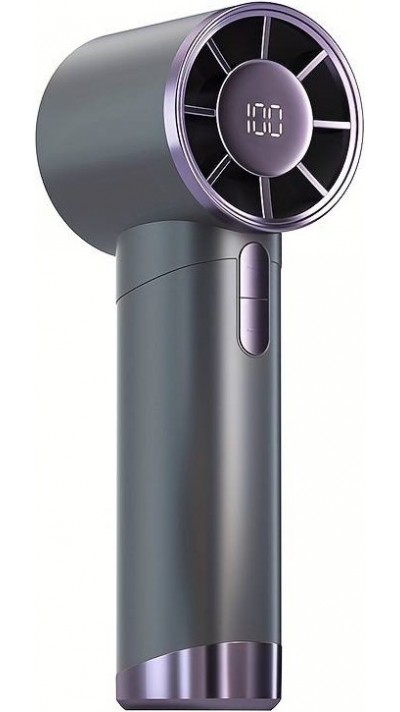 Kompakter leistungsstarker tragbarer Ventilator mit 100 Geschwindigkeitsstufen und LED-Anzeige - Grau
