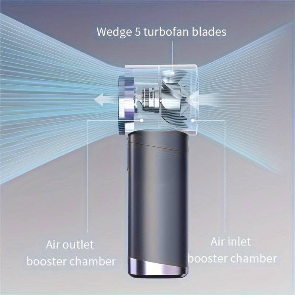 Kompakter leistungsstarker tragbarer Ventilator mit 100 Geschwindigkeitsstufen und LED-Anzeige - Grau