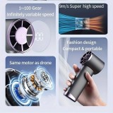 Kompakter leistungsstarker tragbarer Ventilator mit 100 Geschwindigkeitsstufen und LED-Anzeige - Grau