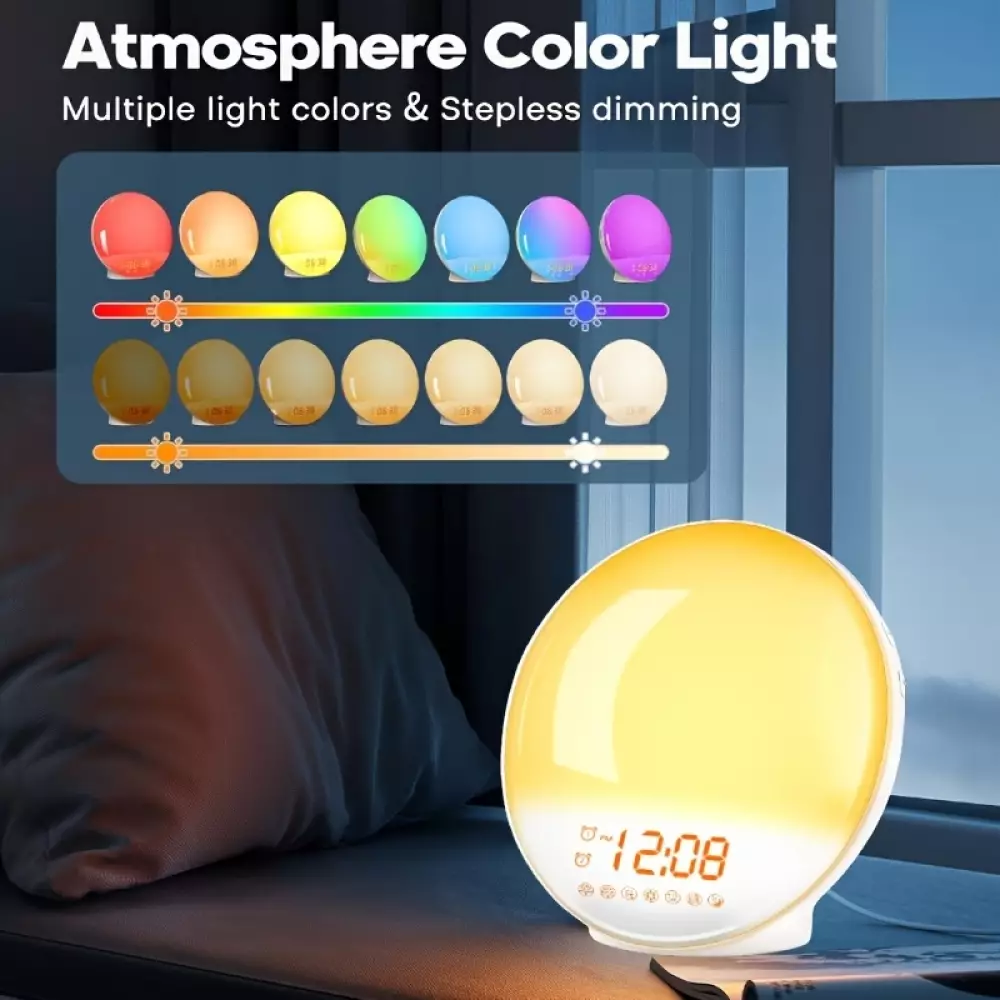 Wake-up Light Digitaler Wecker mit LED Licht, Sonnenaufgangsimulator, natürliche Lichtweckfunktion