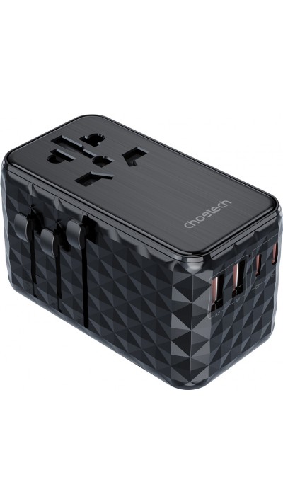 Universeller Reiseadapter 100W 2x USB-C 2x USB-A Choetech PD6028 EU / US / AUS / UK - Schwarz