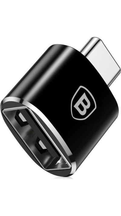 Baseus Mini USB-A zu USB-C OTG Adapter kompakt vielseitig hochwertig - Schwarz