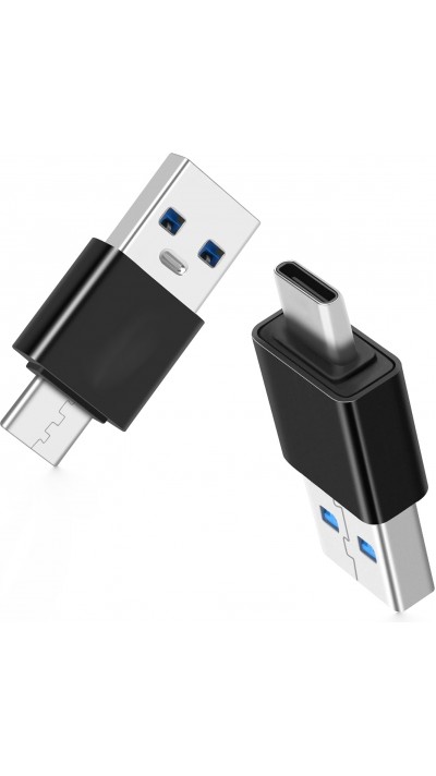 USB 3.0/3.1 auf USB-C Adapter schnelle Daten&uuml;bertragung f&uuml;r Smartphone und PC (2er Set) - Schwarz