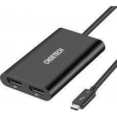 Adaptateur USB Type C Thunderbolt 3 40Gbps Hub 2x DisplayPort 4K 60Hz - Noir