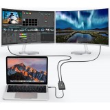 Adaptateur USB Type C Thunderbolt 3 40Gbps Hub 2x DisplayPort 4K 60Hz - Noir