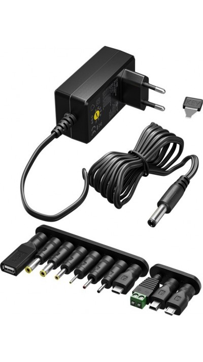 Goobay Universal-Netzteil 3V&ndash;12V max. 3,6W Regelbares Netzteil mit 12 Adaptern - Schwarz