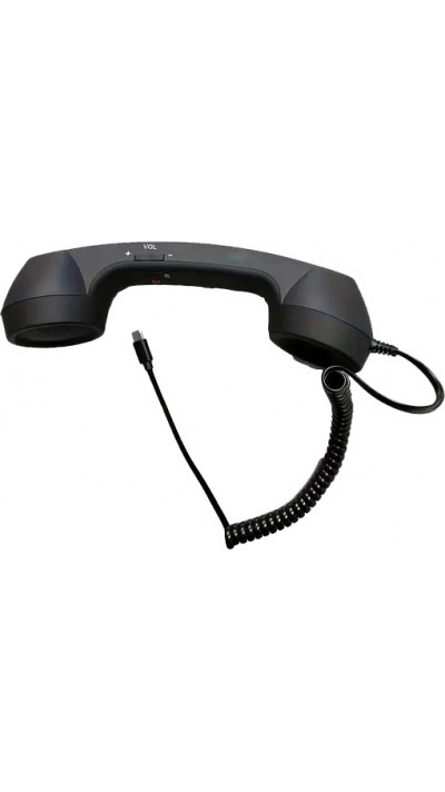 Retro Kombi-Telefon für Mobilgeräte mit USB-C-Anschluss – kompatibel mit Smartphones, Tablets und Laptops - Schwarz