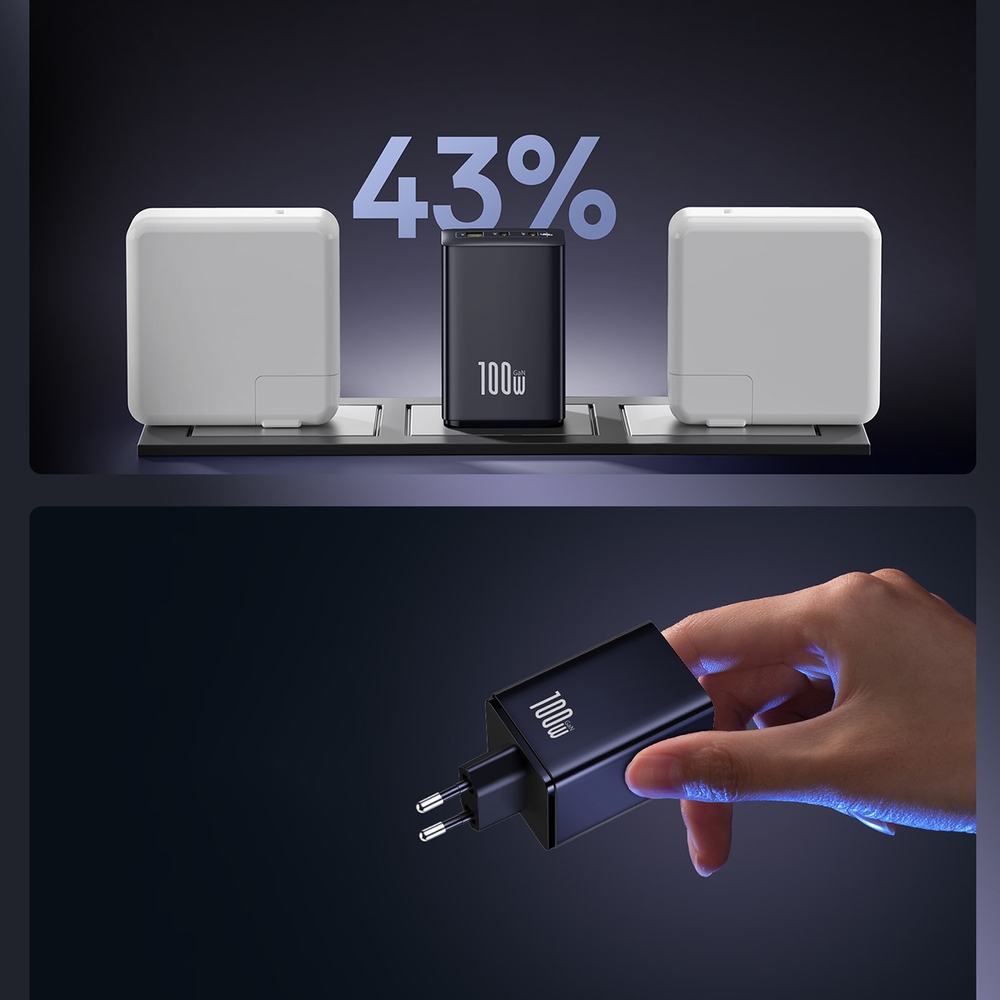 Baseus EnerFill FE11 3-in-1-Schnellladeger&auml;t f&uuml;r die Wandmontage 2x USB-C / USB-A 100W - Schwarz
