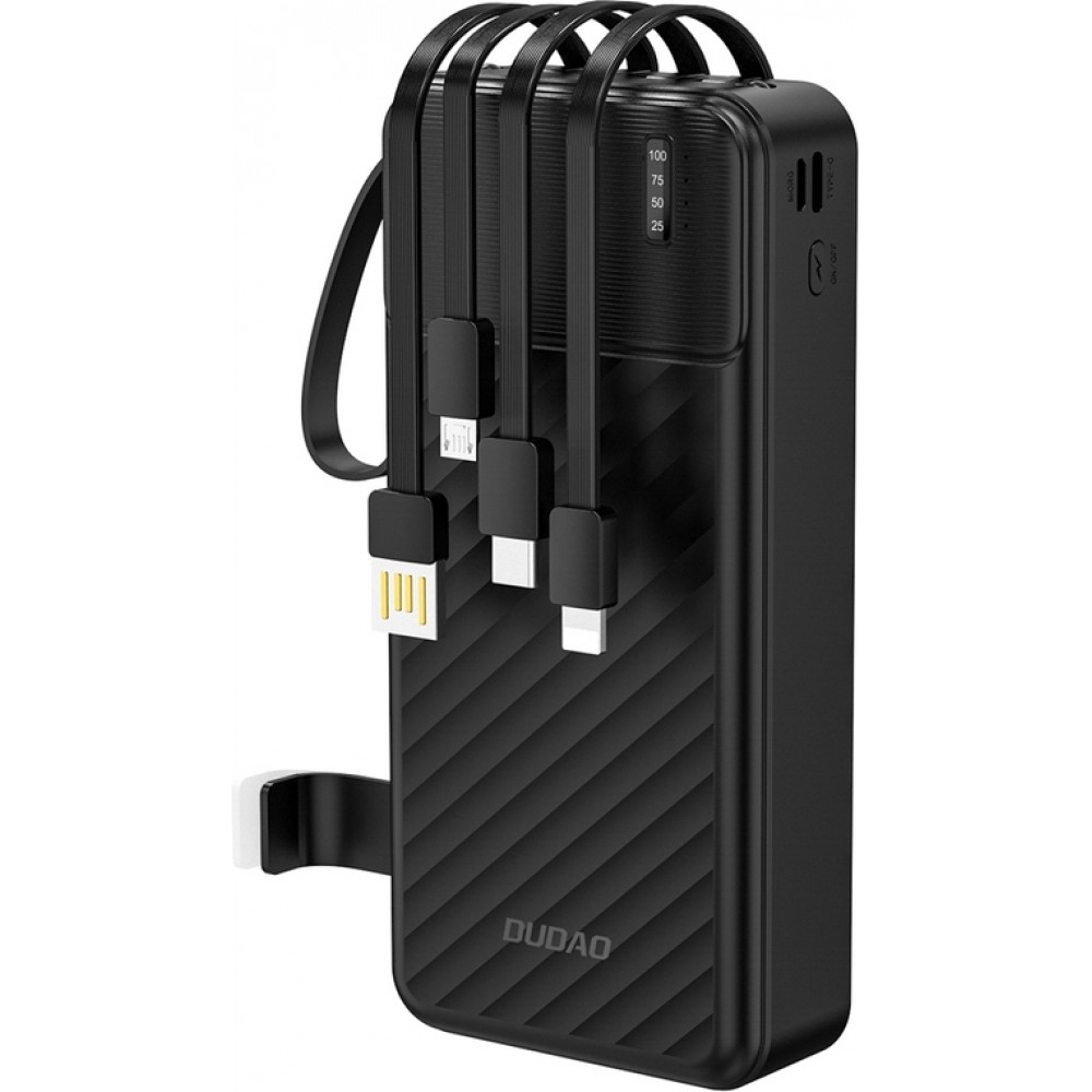 Dudao K11 Pro Powerbank 20000mAh Externe Batterie mit integrierten Kabeln - Schwarz