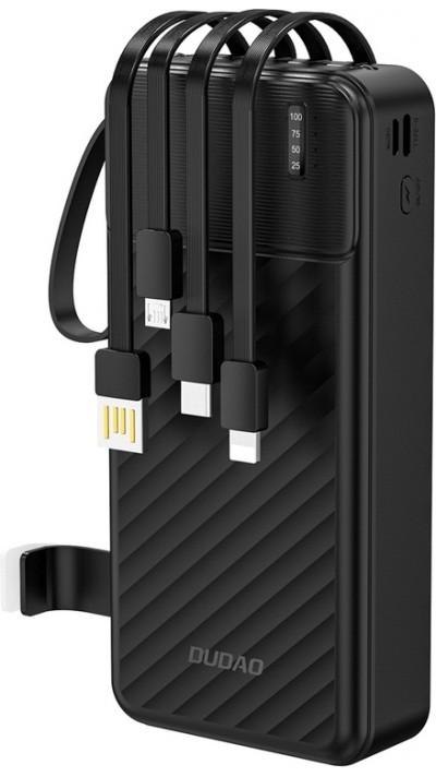 Dudao K11 Pro Powerbank 20000mAh Externe Batterie mit integrierten Kabeln - Schwarz