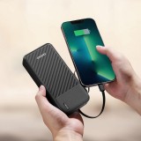 Dudao K11 Pro Powerbank 20000mAh Externe Batterie mit integrierten Kabeln - Schwarz