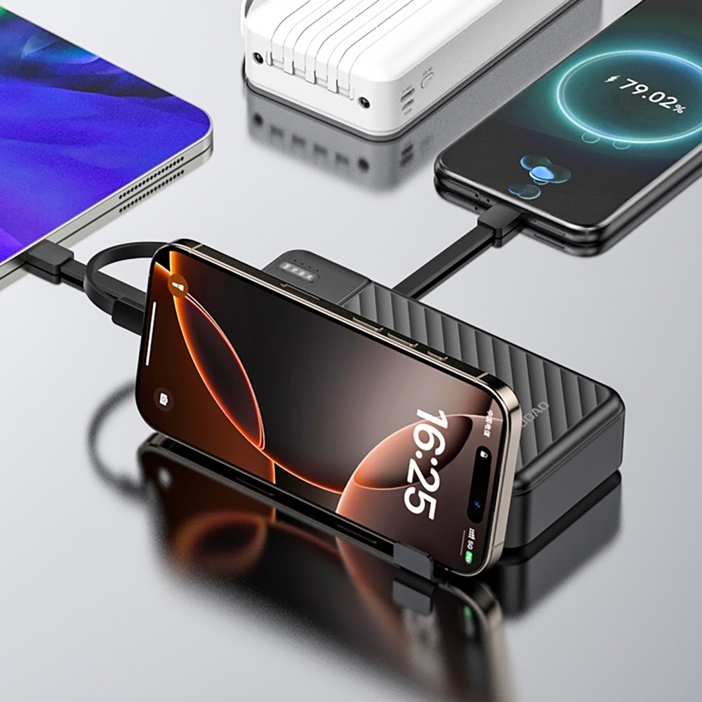 Dudao K11 Pro Powerbank 20000mAh Externe Batterie mit integrierten Kabeln - Schwarz