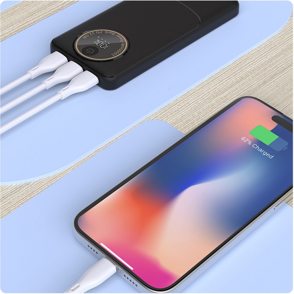 Dudao K12Pro 20000mAh Powerbank 22.5W mit 3 Ports PD USB-A USB-C - Schwarz