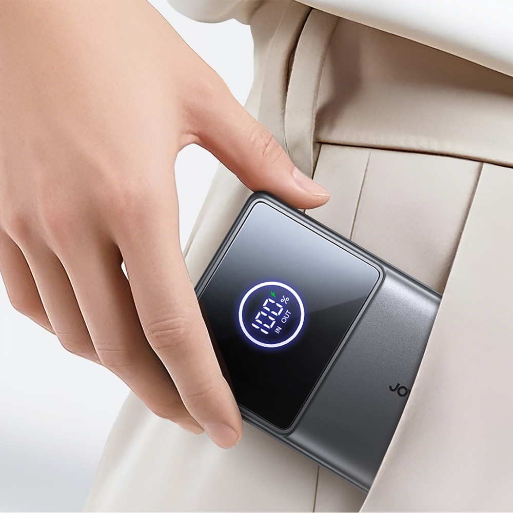 Joyroom JR-PR1 10000mAh Powerbank mit integriertem USB-C Kabel - 22.5W externe Batterie - Schwarz