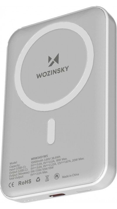 MagSafe Externe Batterie 10000 mAh PD 20W Tragbare Power Bank Wozinsky - Weiß