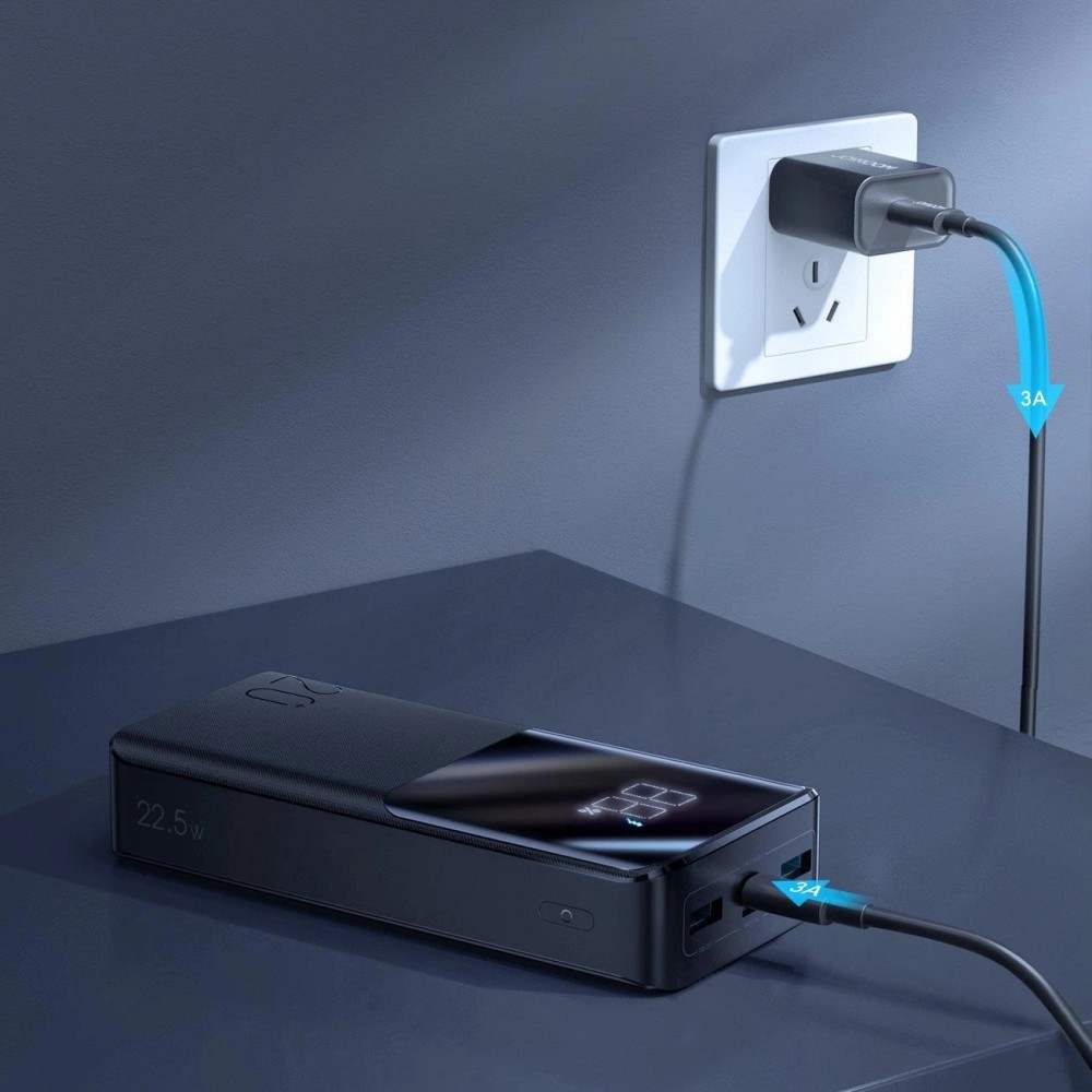 Powerbank Joyroom 20000mAh 22.5W PD QC3.0 AFC Schnellladegerät Externe Batterie Tragbar - Schwarz