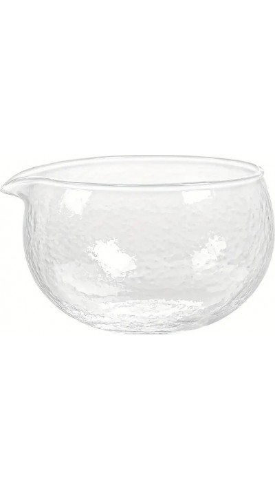 Texturiertes, robustes Glas-Matcha-Bowl mit Ausgießer - Ideal für die japanische Teezeremonie - Transparent