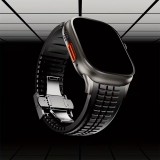 Premium Sport-Luxusarmband aus hochwertigem Gummi für Apple Watch 49/46/45/44 mm komfortabel, wasserdicht und strapazierfähig - Orange - Apple Watch 44/45/46/49 mm